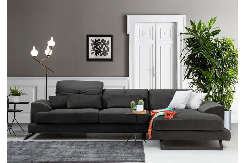 Jaraad Hjørnesofa med Divan Høyre - Svart - Møbler - Sofaer - Sofaer med sjeselong