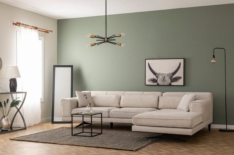 Jivago Divansofa Høyre - Beige/Svart - Møbler - Sofaer - Sofaer med sjeselong - 4 seters sofa med divan