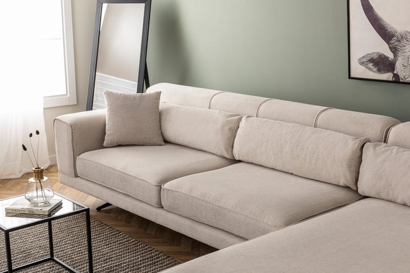 Jivago Divansofa Høyre - Beige/Svart - Møbler - Sofaer - Sofaer med sjeselong - 4 seters sofa med divan