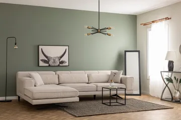 Jivago Divansofa Venstre - Beige/Svart - Møbler - Sofaer - Sofaer med sjeselong - 4 seters sofa med divan