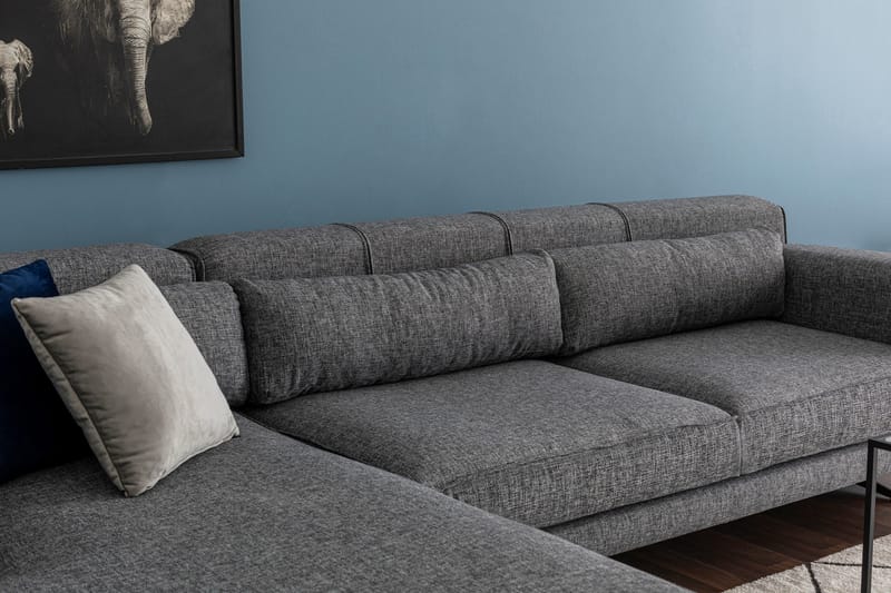 Jivago Divansofa Venstre - Grå/Svart - Møbler - Sofaer - Sofaer med sjeselong - 4 seters sofa med divan