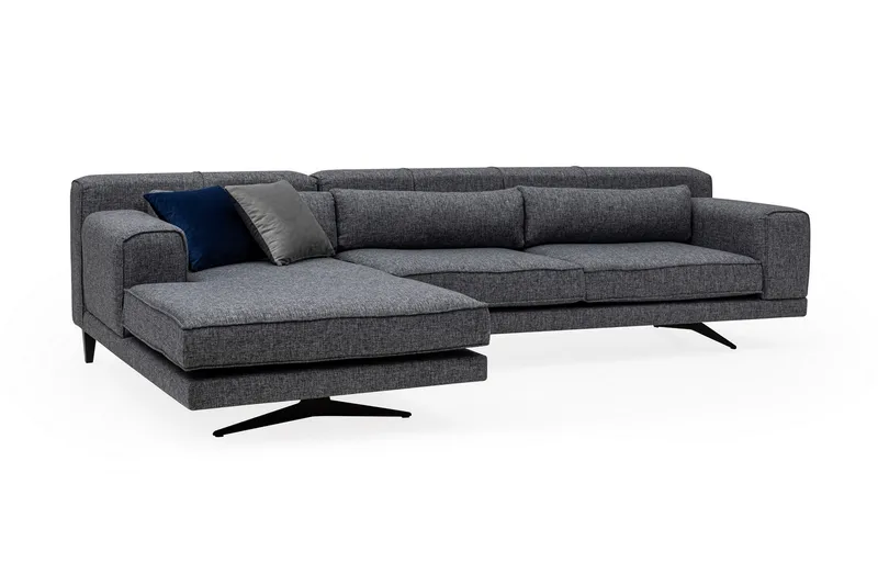 Jivago Divansofa Venstre - Grå/Svart - Møbler - Sofaer - Sofaer med sjeselong - 4 seters sofa med divan