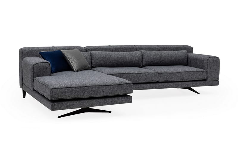 Jivago Divansofa Venstre - Grå/Svart - Møbler - Sofaer - Sofaer med sjeselong - 4 seters sofa med divan