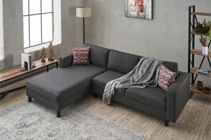 Kaletea Sofa m. Divan 4-seters - Antrasitt - Møbler - Sofaer - Sofaer med sjeselong - 4 seters sofa med divan