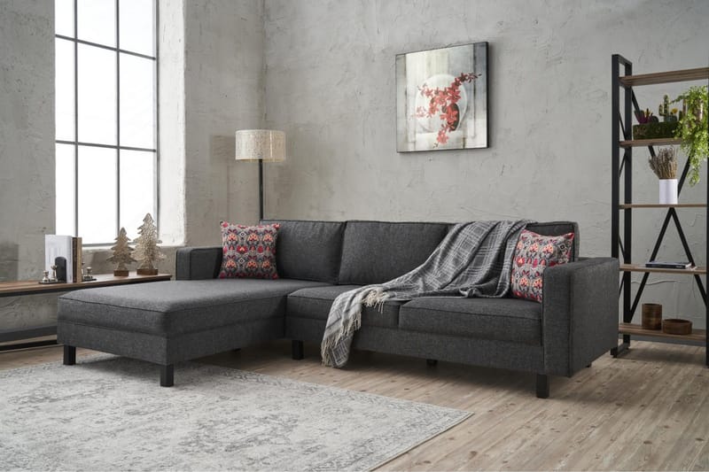 Kaletea Sofa m. Divan 4-seters - Antrasitt - Møbler - Sofaer - Sofaer med sjeselong - 4 seters sofa med divan