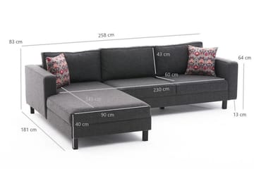 Kaletea Sofa m. Divan 4-seters - Antrasitt - Møbler - Sofaer - Sofaer med sjeselong - 4 seters sofa med divan