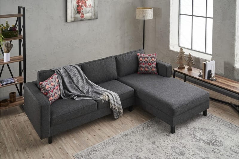 Kaletea Sofa m. Divan 4-seters - Antrasitt - Møbler - Sofaer - Sofaer med sjeselong - 4 seters sofa med divan