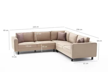 Kaletea Sofa m. Divan 4-seters - Beige - Møbler - Sofaer - Hjørnesofaer - Hjørnesofa med divan