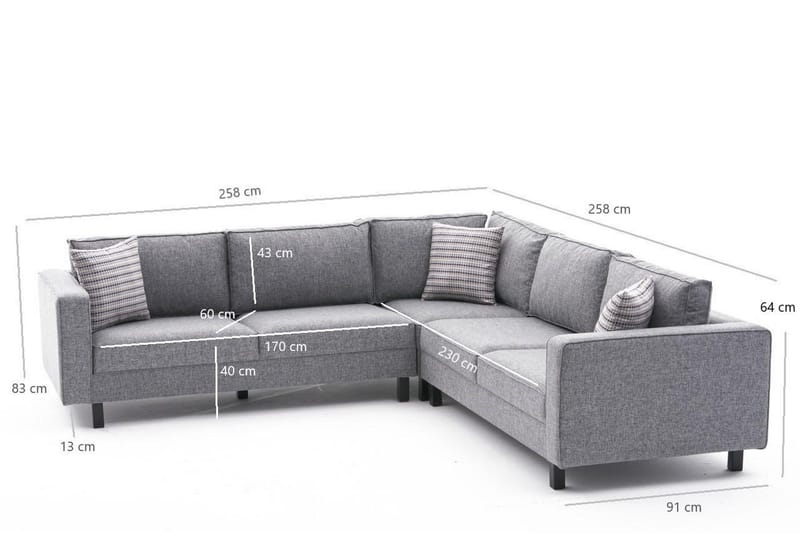 Kaletea Sofa m. Divan 4-seters - Grå - Møbler - Sofaer - Hjørnesofaer - Hjørnesofa med divan