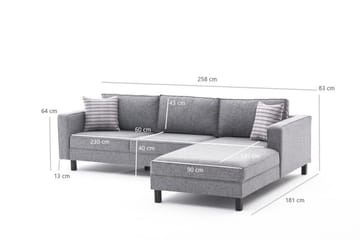 Kaletea Sofa m. Divan 4-seters - Grå - Møbler - Sofaer - Sofaer med sjeselong - 4 seters sofa med divan