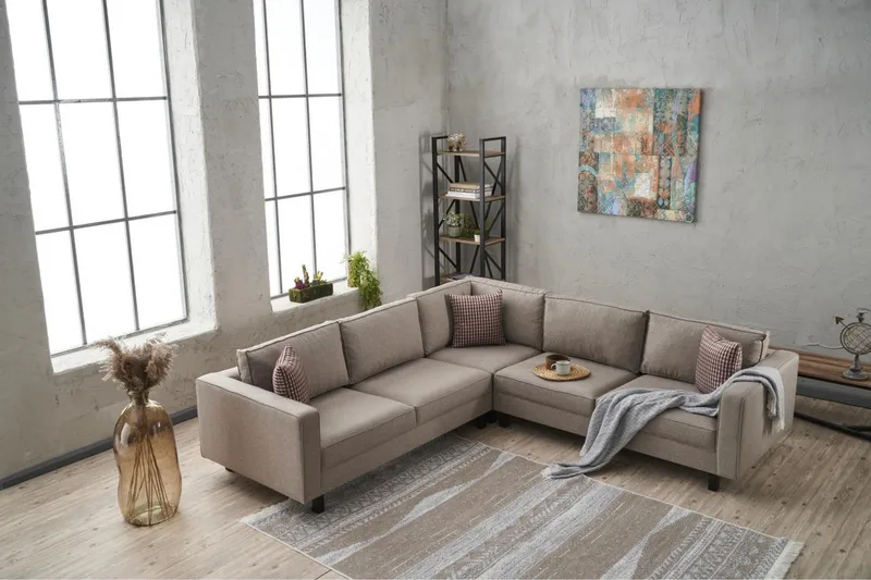 Kaletea Sofa m. Divan 4-seters - Krem - Møbler - Sofaer - Hjørnesofaer - Hjørnesofa med divan