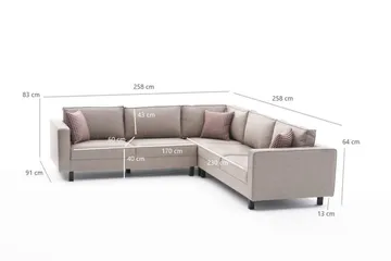 Kaletea Sofa m. Divan 4-seters - Krem - Møbler - Sofaer - Hjørnesofaer - Hjørnesofa med divan