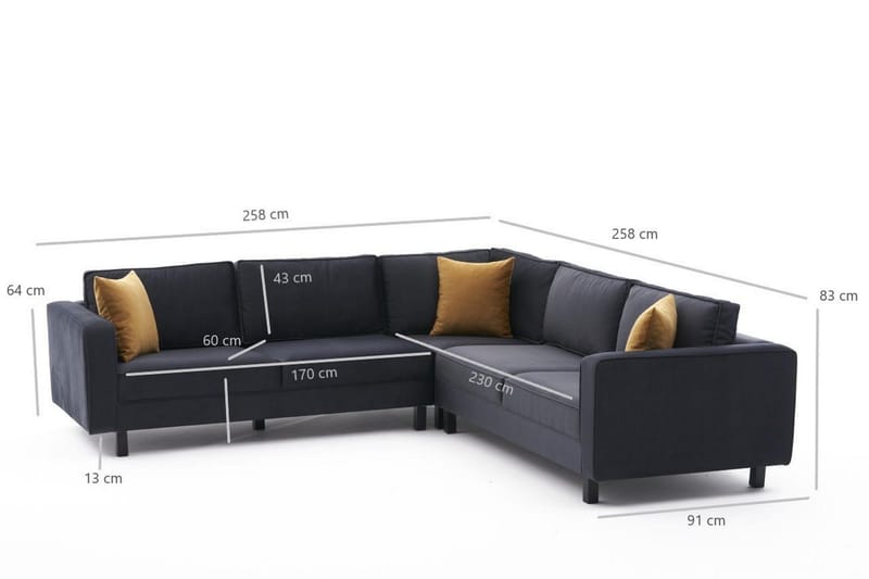 Kaletea Sofa m. Divan 4-seters - Mørkegrå - Møbler - Sofaer - Hjørnesofaer