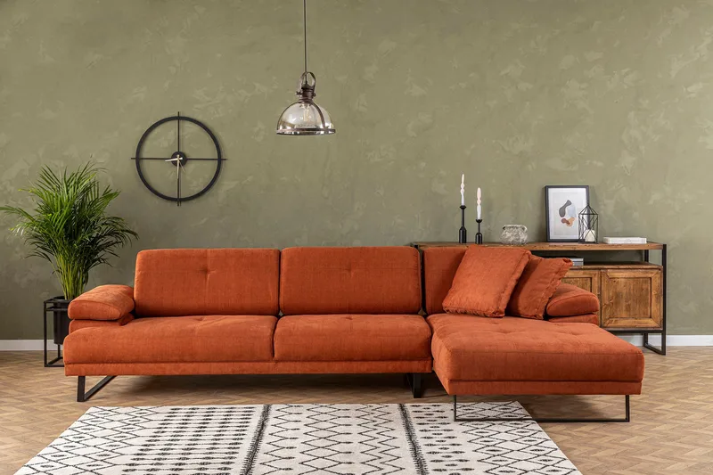 Kitimat Divansofa 3-seters - Oransje - Møbler - Sofaer - Sofaer med sjeselong - 3 seters sofa med divan