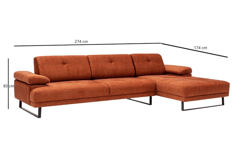 Kitimat Divansofa 3-seters - Oransje - Møbler - Sofaer - Sofaer med sjeselong - 3 seters sofa med divan