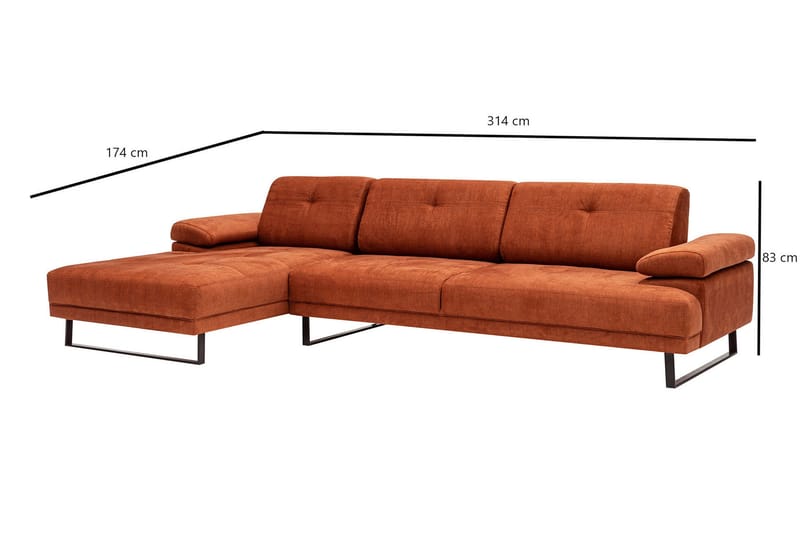 Kitimat Divansofa 3-seters - Oransje - Møbler - Sofaer - Sofaer med sjeselong - 3 seters sofa med divan
