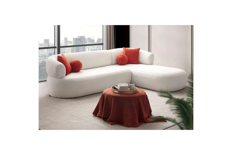 Kollumber Sofa med divan 3-seter - Hvit - Møbler - Sofaer - Sofaer med sjeselong - 3 seters sofa med divan