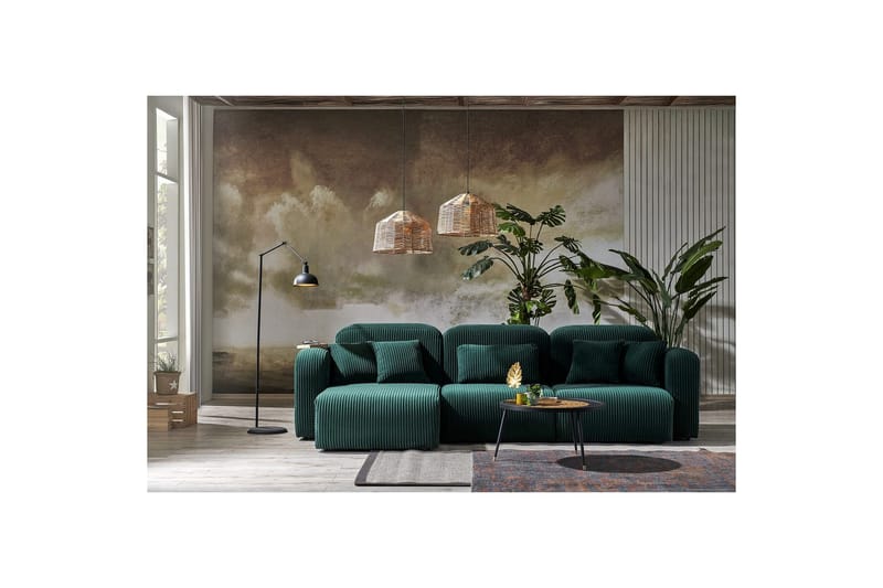 Kyrel Sofa med Divan 4-sits - Grønn - Møbler - Sofaer - Sofaer med sjeselong - 4 seters sofa med divan