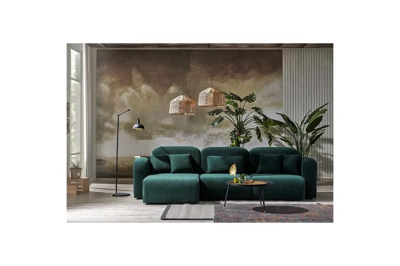 Kyrel Sofa med Divan 4-sits, Grønn