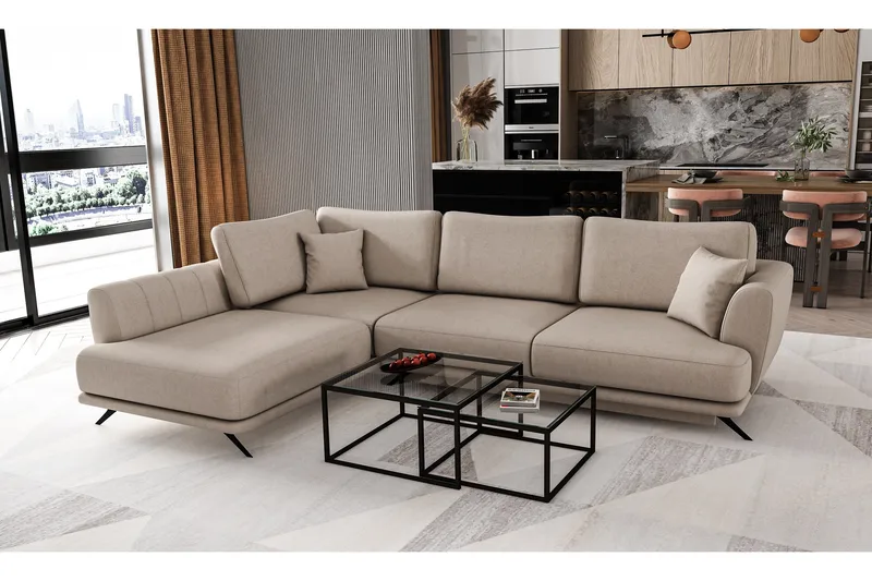 Larde Sofa med sjeselong Venstre, Beige