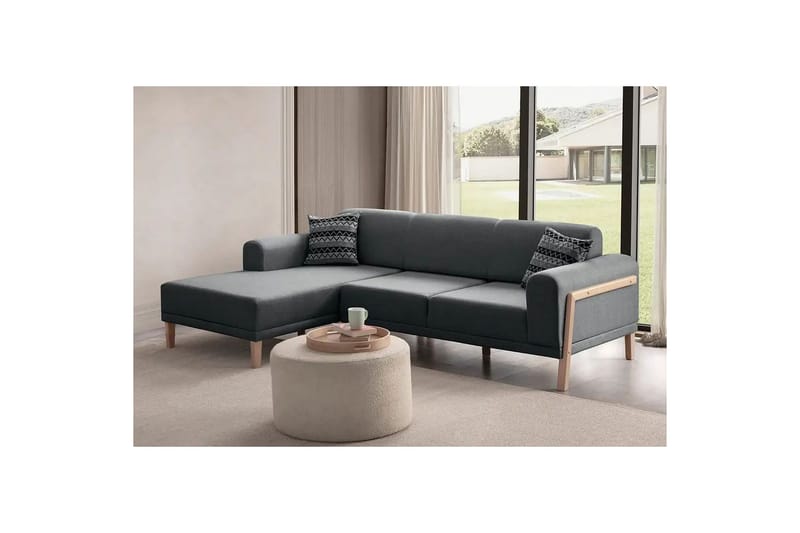 Latrona Sofa med divan 3-seter - Antrasitt - Møbler - Sofaer - Sofaer med sjeselong - 3 seters sofa med divan