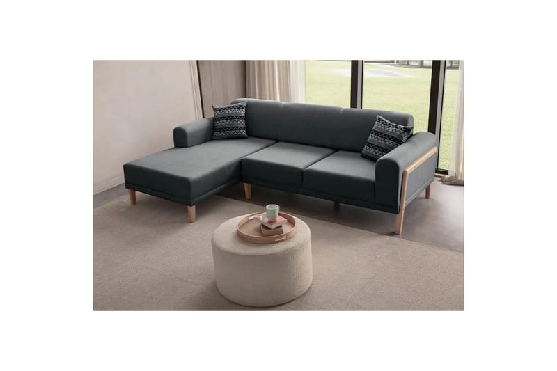Latrona Sofa med divan 3-seter - Antrasitt - Møbler - Sofaer - Sofaer med sjeselong - 3 seters sofa med divan