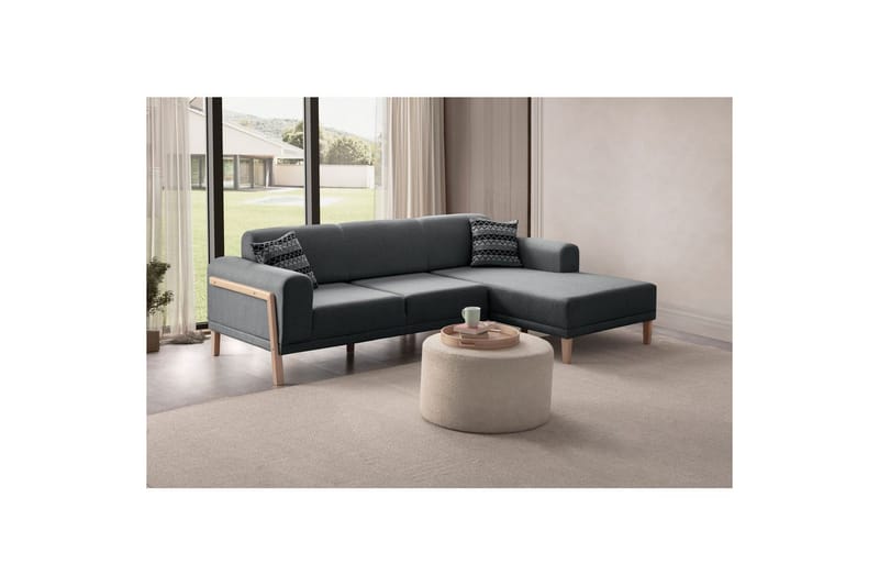 Latrona Sofa med divan 3-seter - Antrasitt - Møbler - Sofaer - Sofaer med sjeselong - 3 seters sofa med divan