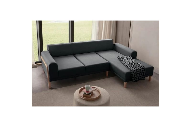 Latrona Sofa med divan 3-seter - Antrasitt - Møbler - Sofaer - Sofaer med sjeselong - 3 seters sofa med divan