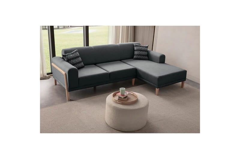 Latrona Sofa med divan 3-seter - Antrasitt - Møbler - Sofaer - Sofaer med sjeselong - 3 seters sofa med divan