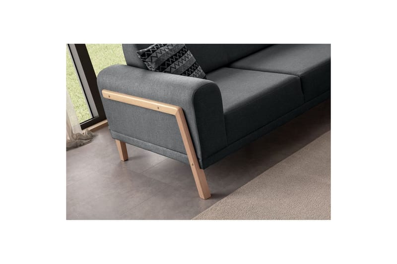 Latrona Sofa med divan 3-seter - Antrasitt - Møbler - Sofaer - Sofaer med sjeselong - 3 seters sofa med divan