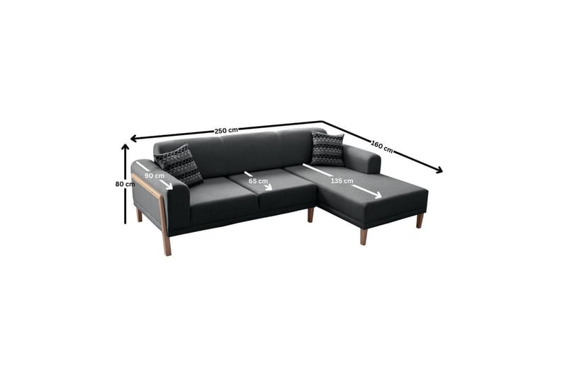 Latrona Sofa med divan 3-seter - Antrasitt - Møbler - Sofaer - Sofaer med sjeselong - 3 seters sofa med divan