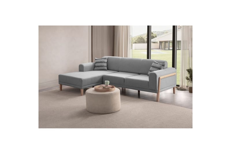 Latrona Sofa med divan 3-seter - Grå - Møbler - Sofaer - Sofaer med sjeselong - 3 seters sofa med divan