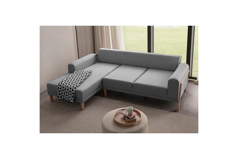 Latrona Sofa med divan 3-seter - Grå - Møbler - Sofaer - Sofaer med sjeselong - 3 seters sofa med divan