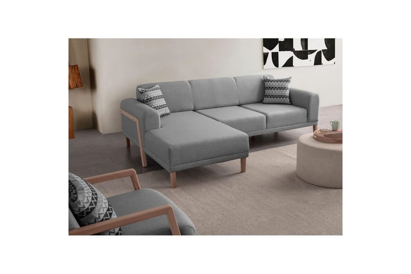 Latrona Sofa med divan 3-seter - Grå - Møbler - Sofaer - Sofaer med sjeselong - 3 seters sofa med divan