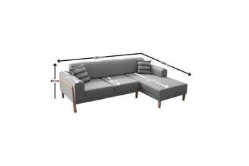 Latrona Sofa med divan 3-seter - Grå - Møbler - Sofaer - Sofaer med sjeselong - 3 seters sofa med divan