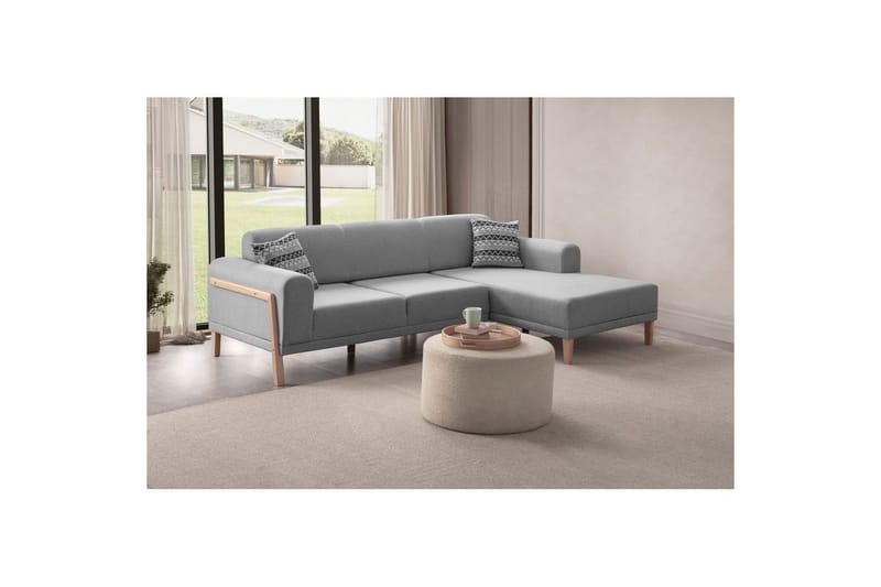 Latrona Sofa med divan 3-seter - Grå - Møbler - Sofaer - Sofaer med sjeselong - 3 seters sofa med divan