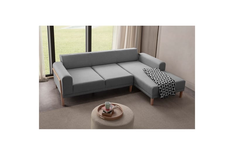 Latrona Sofa med divan 3-seter - Grå - Møbler - Sofaer - Sofaer med sjeselong - 3 seters sofa med divan