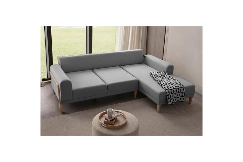 Latrona Sofa med divan 3-seter - Grå - Møbler - Sofaer - Sofaer med sjeselong - 3 seters sofa med divan