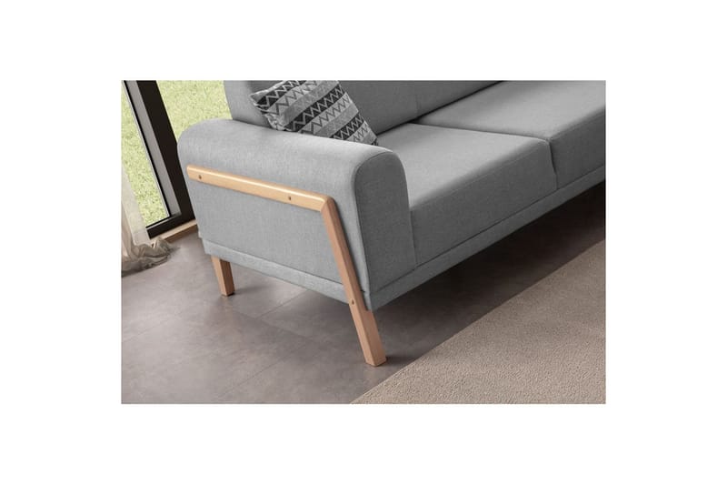 Latrona Sofa med divan 3-seter - Grå - Møbler - Sofaer - Sofaer med sjeselong - 3 seters sofa med divan