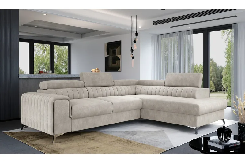 Laurece Sjeselongsofa Høyre - Beige - Møbler - Sofaer - Sofaer med sjeselong