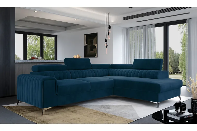 Laurece Sjeselongsofa Høyre - Blå - Møbler - Sofaer - Sofaer med sjeselong