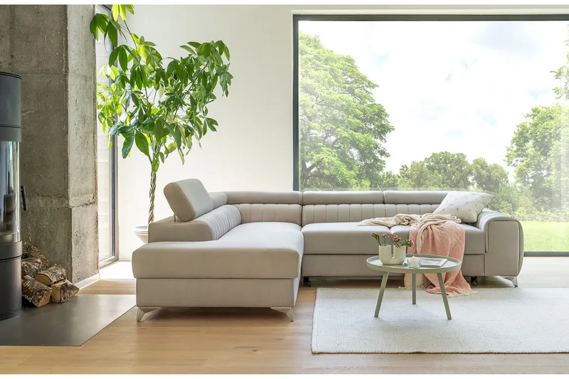 Laurece Sjeselongsofa Venstre - Beige - Møbler - Sofaer - Fløyelssofaer