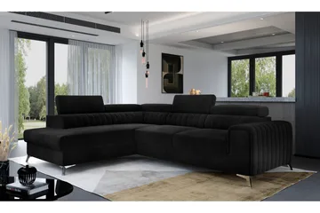 Laurece Sjeselongsofa Venstre - Svart - Møbler - Sofaer - Sofaer med sjeselong - 4 seters sofa med divan