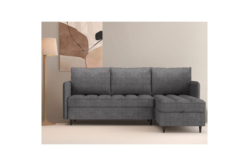 Lindhus Sofa med Divan 3-seter - Grå - Møbler - Sofaer - Sofaer med sjeselong - 3 seters sofa med divan