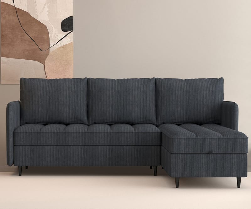 Lindhus Sofa med Divan 3-seter - Grå - Møbler - Sofaer - Sofaer med sjeselong - 3 seters sofa med divan