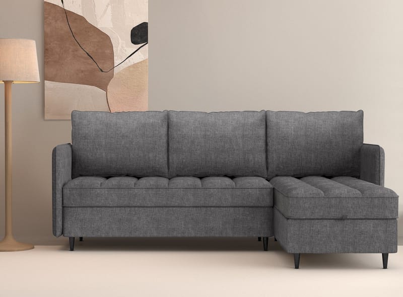 Lindhus Sofa med Divan 3-seter - Grå - Møbler - Sofaer - Sofaer med sjeselong - 3 seters sofa med divan