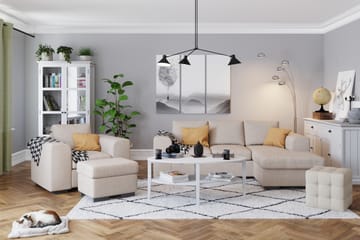 Link 3-seters Vendbar L-formet Divansofa i Stoff - Beige - Møbler - Sofaer - Sofaer med sjeselong - 3 seters sofa med divan