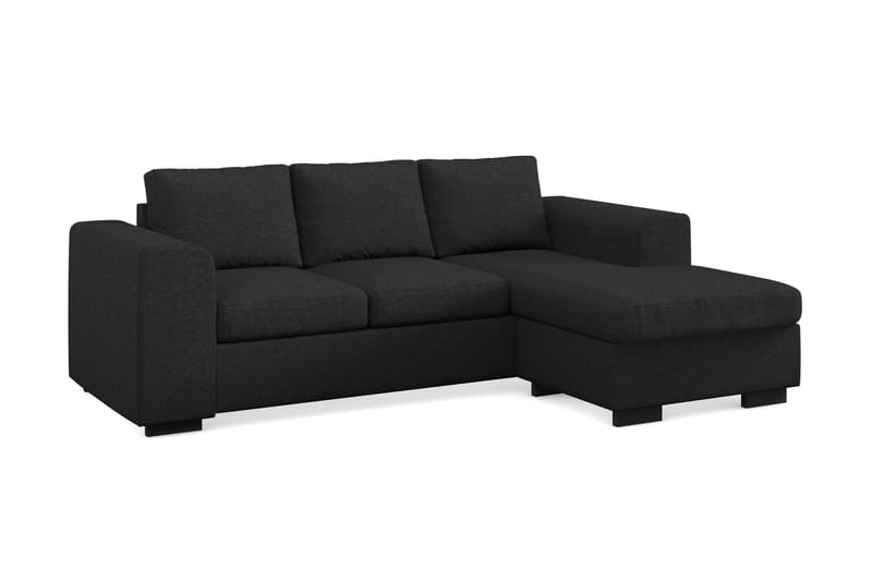 Link 3-seters Vendbar L-formet Divansofa i Stoff - Svart - Møbler - Sofaer - Sofaer med sjeselong - 3 seters sofa med divan