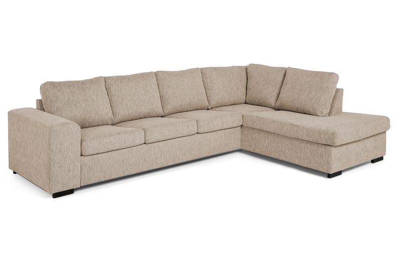 Link 4-seters Høyrevendt L-formet Large Sjeselongsofa i Stoff - Beige - Møbler - Sofaer - Sofaer med sjeselong - 4 seters sofa med divan