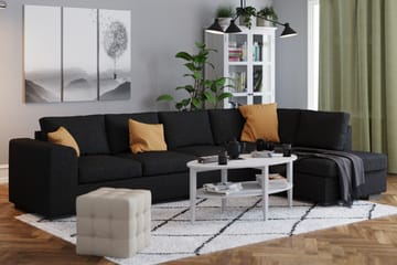 Link 4-seters Høyrevendt L-formet Large Sjeselongsofa i Stoff - Svart - Møbler - Sofaer - Sofaer med sjeselong